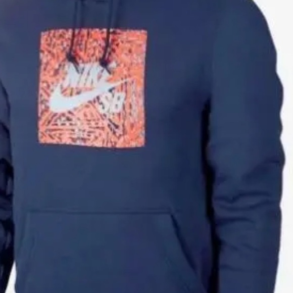 Nike SB Triangle GFX Hoodie Sz L Pullover Mens Navy Blue Red - Picture 3 of 9